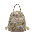 Cute cartoon mini backpack in cream white with 3D crochet style bear and flower prints - Khaki Naked Bag