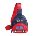 Sac de poitrine pour enfants en forme de voiture avec contraste rouge et bleu et sangle - Bleu Marine