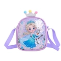 Bolso bandolera morado de lentejuelas con Elsa y Olaf y detalle de corona brillante - Morado