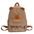 Khaki Capybara Kinderrucksack mit transparentem Sichtfenster und Mini-Plüschtieren - Khaki