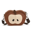 Zaino mini per bambini a forma di mela in ecopelle marrone e beige con tracolla rimovibile - Marrone