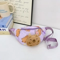 Purple Capybara cartoon kids chest bag with 3D plush ornament and adjustable strap - Purple