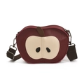 Mini borsa a forma di mela per bambini in pelle PU rosso scuro con tracolla - Rosso