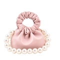 Süße rosa Mini-Eimertasche mit Perlengriff und elegantem Design aus Faltenleder - Rosa