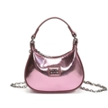 Borsa a mezzaluna rosa metallizzato per bambine con catena argento e stile Y2K - Rosa