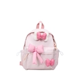 Pink and white plaid school backpack with decorative 3D bows for girls school gear - Small / Pink