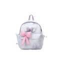 Light purple plaid kids backpack with decorative bows and cute aesthetic school bag design - Small / Purple