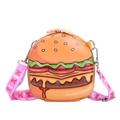 Simpatica borsa a tracolla per bambini a forma di hamburger con cinturino rosa regolabile - Marrone