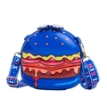 Mini borsa a tracolla blu a forma di hamburger per bambini con cinturino stampato - Blu