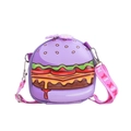 Mini borsa a tracolla per bambini a forma di hamburger viola con cinturino regolabile - Viola