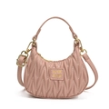 Pink crescent-shaped quilted handbag for girls with adjustable shoulder strap - Pink