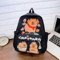 Cute black Capybara backpack for kids with cartoon prints and large capacity - Black