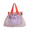 Kids' purple and orange color-block tote bag with drawstring closure and sun graphic - Large / Purple