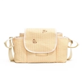 Sac à couches matelassé beige avec broderie d'ours et sangles réglables pour poussettes - Blanc Cassé