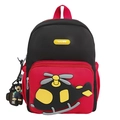 Zaino per bambini rosso e nero con design elicottero 3D e ciondolo a forma di cagnolino - Con Ciondolo / Nero
