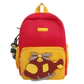 Zaino per bambini con design elicottero 3D rosso e giallo e ciondolo a cane carino - Con Ciondolo / Rosso
