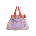 Pink and purple nylon shoulder bag for kids with orange handles and pleated design - Medium / Purple