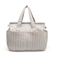 Borsa mamma grigia trapuntata a nido d'ape con tasche multiple e manico superiore - Grigio