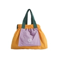 Kids color-block nylon tote bag in orange and purple with green woven handles - Medium / Yellow