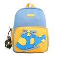 Zaino per bambini con elicottero 3D blu e giallo per scuola e l'asilo nido - Con Ciondolo / Azzurro