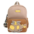 Kids backpack with cute 3D helicopter design in beige and brown contrast color - With Pendant / Khaki