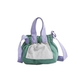 Kids large purple and green bucket bag with drawstring closure and shoulder strap - Small / Green