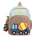 Zaino scolastico verde e marrone con camion betoniera 3D e ciondolo a cane - Verde con Ciondolo