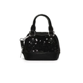 Mini sac coquille à paillettes noires avec poignées en cuir, accessoire d'été 2025 - Noir