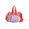 Kids casual crossbody bag in grey-pink and orange with adjustable shoulder strap - Small / Purple
