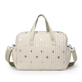 Beige quilted mommy bag with silver polka dots and adjustable shoulder strap - White