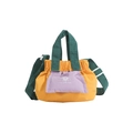 Kids' contrast color drawstring handbag in yellow and green with sun logo print - Small / Yellow