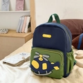Kids backpack with cute blue helicopter pattern in dark blue and olive green colors - Bare Bag / Dark Blue