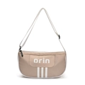 Modische sandbeige Kinder-Umhängetasche mit weißen Streifen und orin-Aufdruck - Khaki