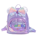 Zainetto olografico viola scintillante per bambini con paillettes e orecchie di topo - Viola