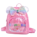 Zaino rosa con paillettes per bambine con fiocco grande e finestra trasparente estiva - Rosa