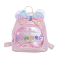 Zaino rosa per bambini con fiocco di paillettes e orecchie laser scintillanti - Rosa Chiaro