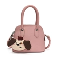 Pink mini crossbody bag for girls with cute cartoon puppy plush pendant accessory - Pink (With Pendant)