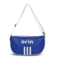 Blue half-moon crossbody kids bag with white stripes and adjustable strap in sporty style - Blue