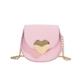 Pink mini crossbody bag for kids with gold heart buckle and metal chain strap - Pink