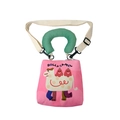 Pink cartoon canvas crossbody bag featuring a cute camel print and green handles - Alpaca