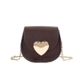 Mini sac bandoulière marron chocolat pour enfants avec fermoir cœur doré et chaîne - Marron