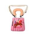 Pink striped canvas kids handbag with cute ragdoll cat print and orange handle - Cat
