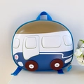 Dettaglio dello zaino per bambini a forma di bus con scocca rigida blu e doppia zip - Blu