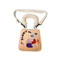 Canvas kids handbag with orange stripes and a cute cartoon rabbit print and strap - Light Orange Rabbit