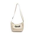 Cream children's canvas crossbody bag with lovely lettering and adjustable shoulder strap - White