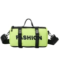 Neon green cylinder crossbody bag for kids with black adjustable strap and fashion print - Fluorescent Green