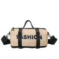 Beige and black cylinder sports crossbody bag for boys with FASHION lettering detail - Khaki