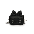 Chic black mini crossbody bag for girls with a large bow and silver chain strap - Small Black