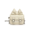 Mini sac bandoulière crème pour filles avec nœud mignon et couture cœur avec chaîne - Petit Blanc