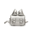 Mini sac bandoulière argenté pour fille avec nœud métallisé et détails de cœurs - Petit Argent